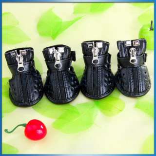New Black PU Leather Shoes Boots Pet Puppy Doggie Dog  