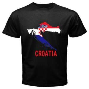 Croatia Croatian Map Flag Emblem Black T shirt  