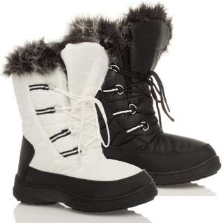   FUR LINING FLAT SNOW MOON CALF PULL ON LACE UP BOOTS SIZE  