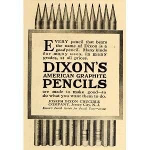 1911 Ad Joseph Dixon Crucible American Graphite Pencils   Original 