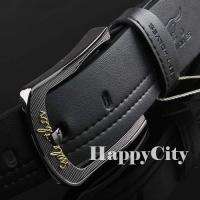 Mens Black Belts Good Leather Wolf Pin Buckle 22 44  