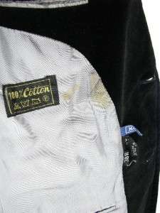 AMAZING 60s VTG Mens BLACK VELVET BLAZER Sport Coat Jacket DOUBLE VENT 