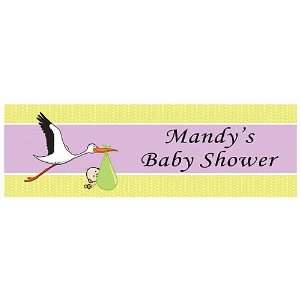  Delivery Stork Personalized Banner 18 Inch x 54 Inch All 