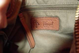 FOSSIL Tapestry & Leather CROSSBODY Handbag Zipper Closure LOVELY 10 
