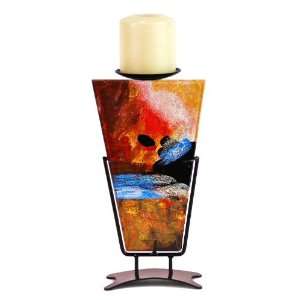  Shower of Colors Trapezoid Fused Glass Double Candle 