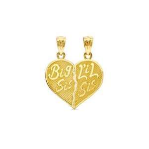 Childs Breakable Big/Lil Sis Heart Charm in 10K Gold 10K FRIEND/FMLY 