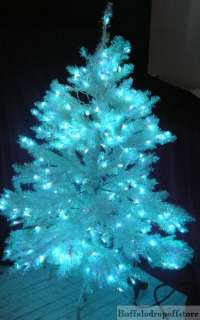 prelit Irridescent christmas tree w/ blue lights  