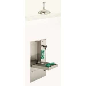   eye/face wash, with drain pan and flush to ceiling mounted shower head