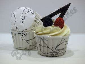 100 Black & White Baking Cup Cupcake Liner Muffin Candy  
