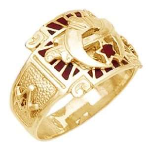  Mens Vermeil Masonic Freemason Shrine Ring (Size 9.5 