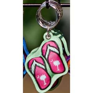  Eat More Tees Pink and Green Palmetto Tree Flip Flop 