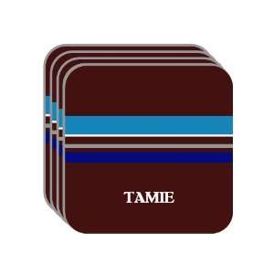 Personal Name Gift   TAMIE Set of 4 Mini Mousepad Coasters (blue 