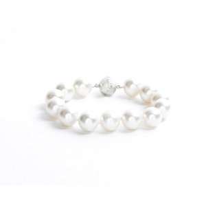 Sterling Silver 12mm White Masami Shell Pearl Bracelet with Magnetic 