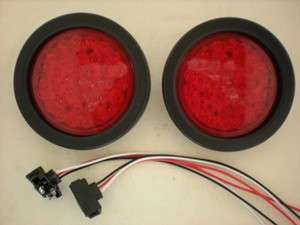 Red 36 LED Round Trailer Truck Stop Turn Tail Lights  
