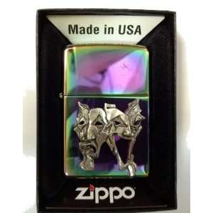 Zippo Custom Lighter   Happy SAD Theater Face Mask Emblem Logo Symbols 
