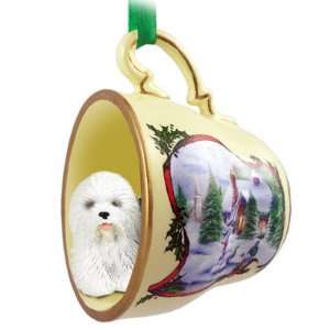  Old English Sheepdog Christmas Ornament Holiday Scene Tea 