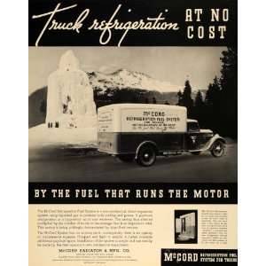  1936 Ad McCord Truck Refrigeration Fuel System Motor 