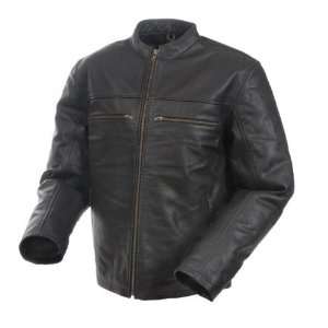 Mossi Mens Black Rally Leather Jacket. Premium Leather. Quilted Liner 