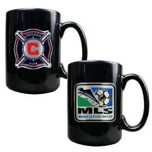  Chicago Fire MLS 2pc Black Ceramic Mug Set   Primary Team 