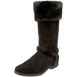 Annie BOUNDRY Womens Black Faux Fur Wide Calf Side Zip Comfort Boot 