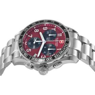 Victorinox Swiss Army Mens 241148 Chrono Classic Red Dial Date Watch 
