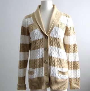   Cream CableKnit Shawl Collar BOYFRIEND Cardigan Sweater M/L  
