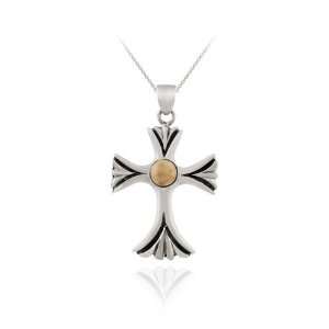  Sterling Silver Cross Pendant Desert Jasper Stone Jewelry