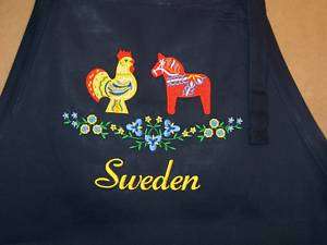 Swedish Dala Horse & Rooster Chef Apron w/ Sweden  