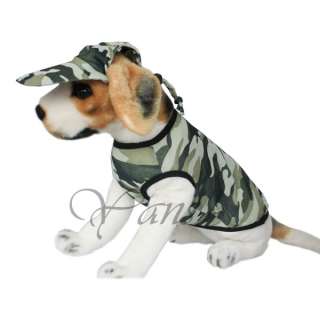 Camouflage Dog Shirt Sweats WITH HAT Pet Puppies Clothing Dog Clothes 
