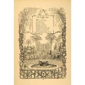  1879 Print Garden Gate Child Fountain Friedrich Froebel 