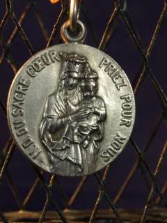   FRENCH RELIGIOUS MEDAL SIGNED CHALIN VIRGIN AND CHILD JESUS  