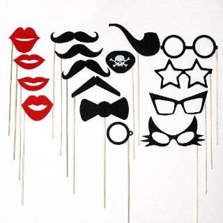   Pirate Eye Patch, Bow Tie and Pipe 16 Piece Set by Mustache on a stick