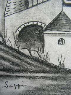 FAUVIST SURREALIST DRAWING SANDPIPER TOWN SGND SEPPI  