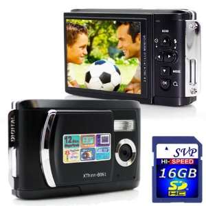 SVP Xthinn 8061 Black 12MP Max 2.8 inch LCD Slim Digital Camera with 