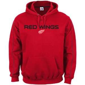  Majestic Detroit Red Wings Red Classic Hoody Sweatshirt 
