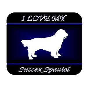  I Love My Sussex Spaniel Dog Mouse Pad   Blue Design 