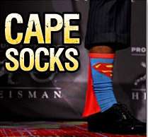 SUPERMAN Cape Caped SOCKS as worn by Heisman Winner RG III Licensed DC 