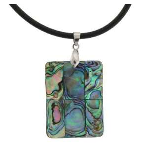 Genuine Abalone Shell Pendant on 16IN 3MM Rubber Choker   Approx 39MM 