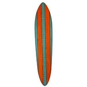 Blue & Orange Stripe Wooden Surfboard Growth Chart 