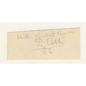 Ty Cobb Signed Business Card Cut Signature Jsa  Sports 