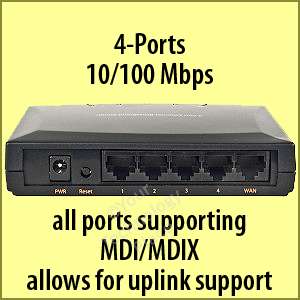   Full Duplex 4 Port 10/100Mbps LAN Broadband Ethernet Wired Router