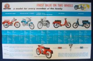MOTOBI MOTORCYCLES (INC SCOOTERS) SALES BROCHURE 1965.  