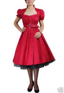 50s RED Rockabilly Full Skirt SWING Dress Sizes 6 16  