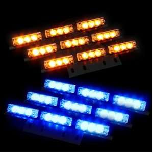 54 Bright Amber and Blue Law Enforcement Flash Strobe Lights Bar for 