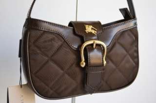 NWT BURBERRY $450 BROWN QUILTED NYLON PRORSUM LOGO FERBY MINI PURSE 