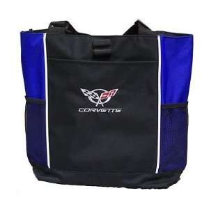 C5 Corvette Blue and Black Embroidered Tote Bag