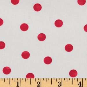  44 Wide Rose Cottage Dots White/Raspberry Red Fabric By 