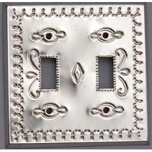  Punched Tin Double Switch Plate Silver Color