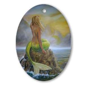   Mermaid Ornament Oval Art Oval Ornament by 