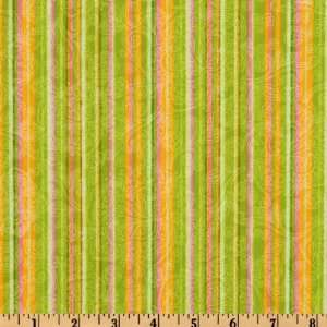   Fling Flower Stripe Green Fabric By The Yard Arts, Crafts & Sewing